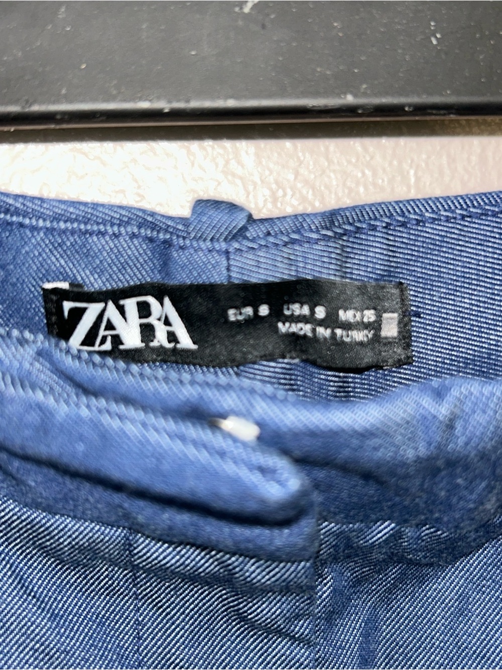 ZARA linen culotte high waist Navy Wide-Leg Pants - Picture 5 of 5